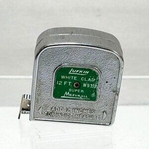Lufkin Super Mezurall 12 ft White Clad Measuring Tape No. W9312 Made USA 1970s